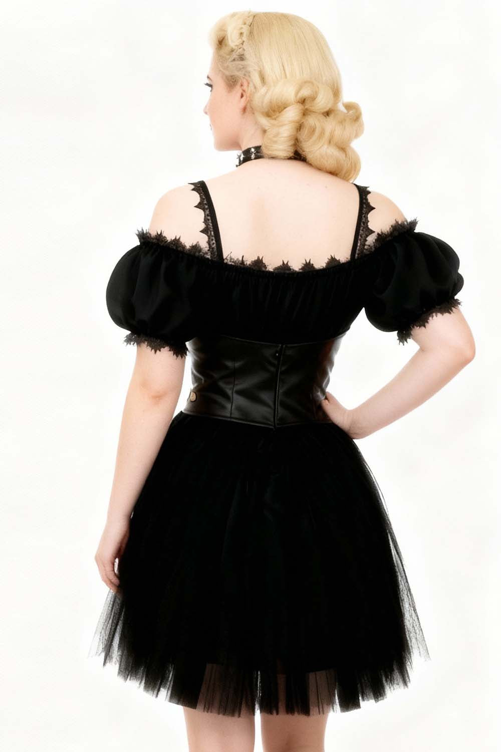 Shawnette Off-Shoulder Mini Black Skirt Dress