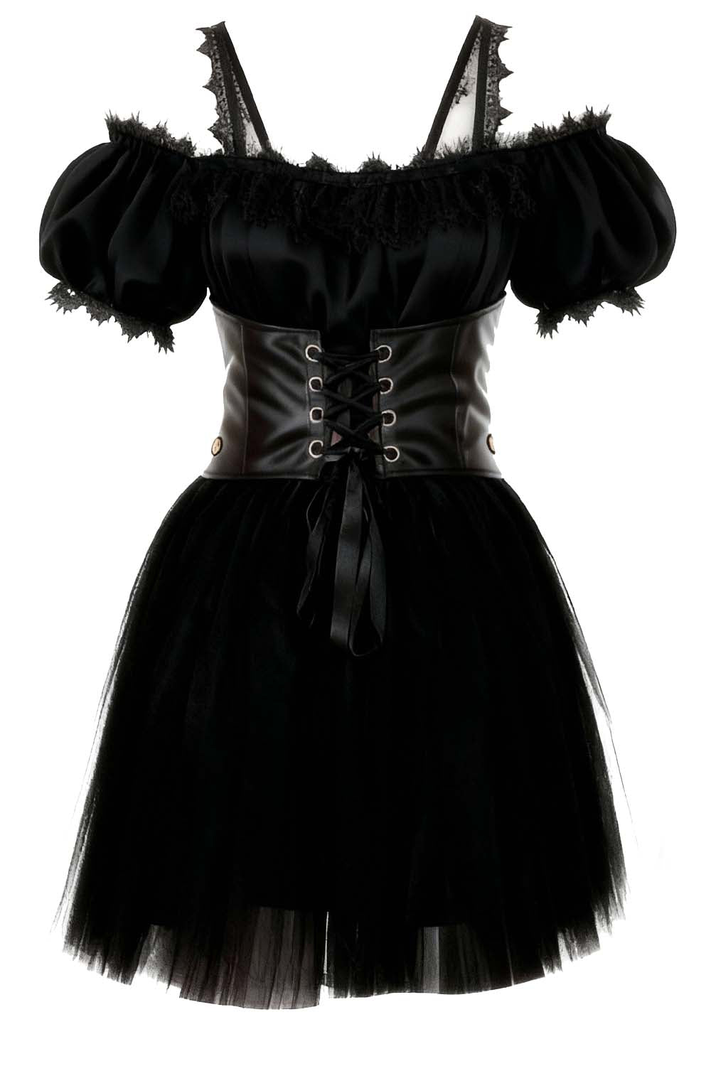 Shawnette Off-Shoulder Mini Black Skirt Dress