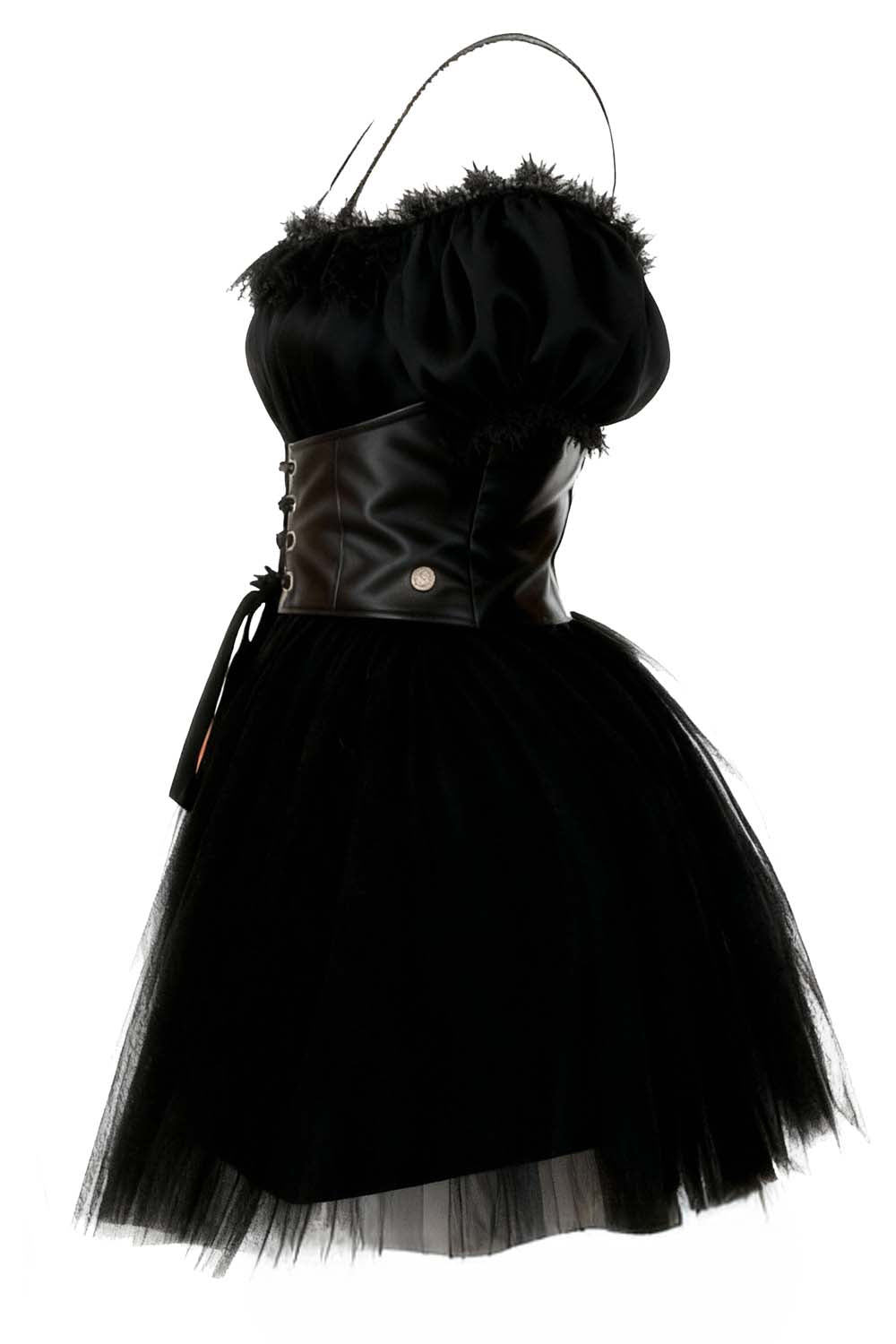 Shawnette Off-Shoulder Mini Black Skirt Dress