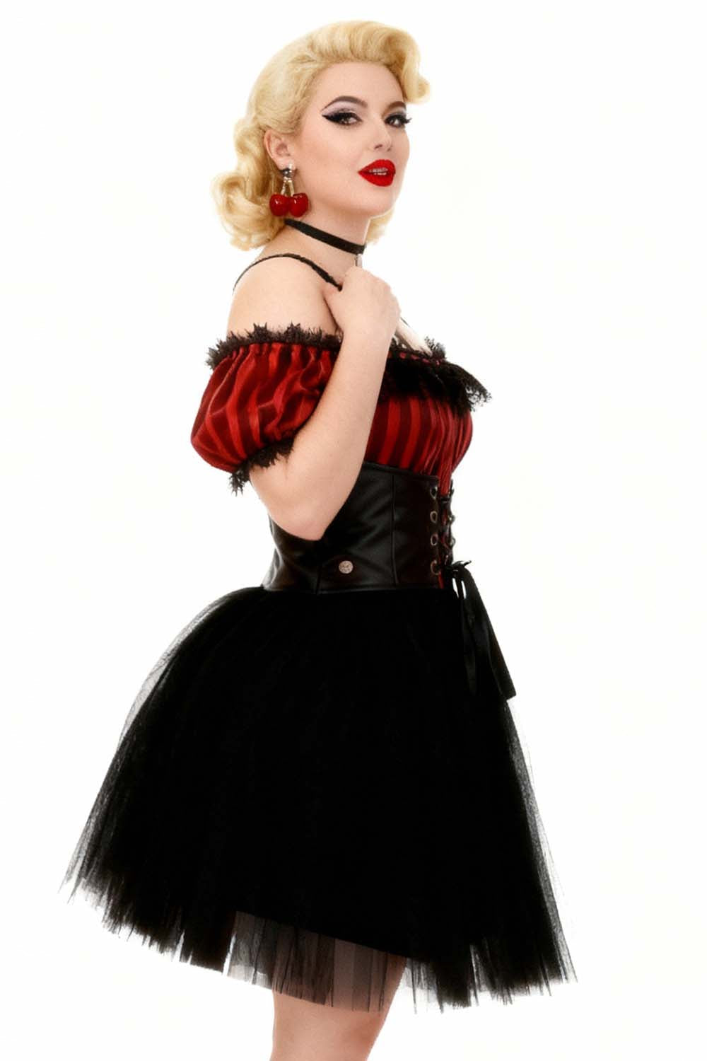 Shawnette Off-Shoulder Mini Black Skirt Dress