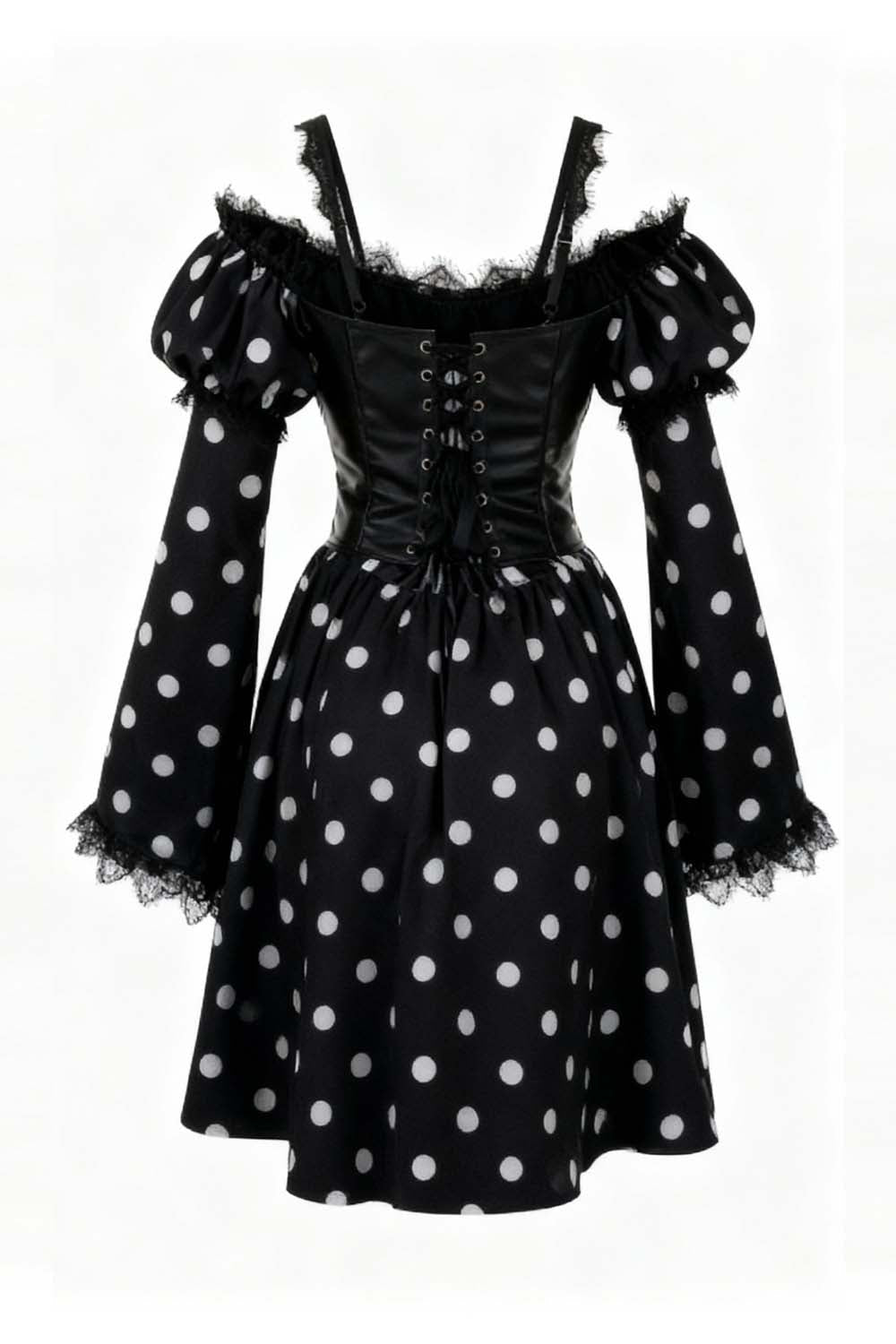 Breonda White Polk Dot Off Shoulder Dress