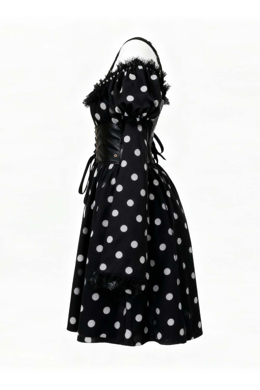 Breonda White Polk Dot Off Shoulder Dress