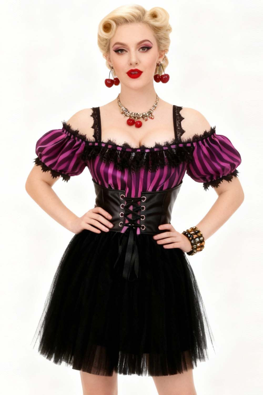 Shawnette Off-Shoulder Mini Black Skirt Dress