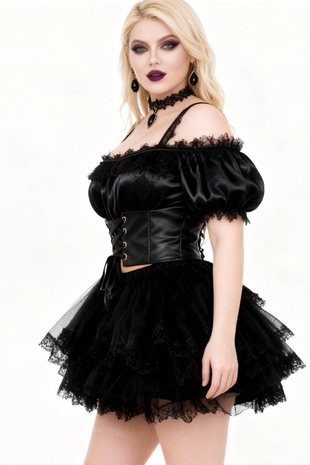 Jaeda Off-Shoulder Gothic Crop Top